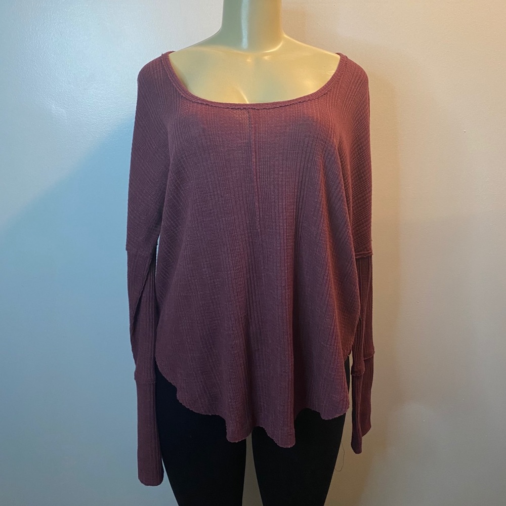 Lucky brand cranberry waffle knit top